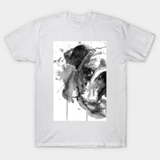 Black And White Half Faced English Bulldog T-Shirt